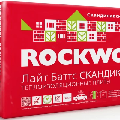 ROCKWOOL ЛАЙТ Баттс Скандик 800*600*100 (плотность 37 кг/м3) (2,88 м2/0,288м3) (6 матов в упак.) (5 упак. в бандле)